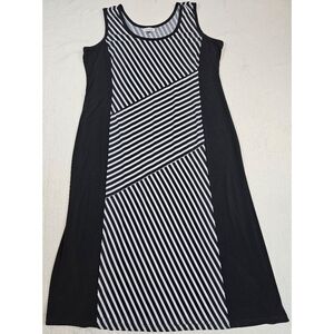 Calvin Klein Striped Geometric Sleeveless Jersey Maxi Dress 2X